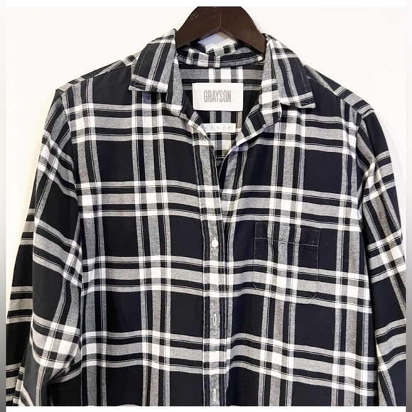 EUC. Grayson, The Hero Button-Up Shirt Black and White Plaid, Feath Flannel XL. - Picture 2 of 8